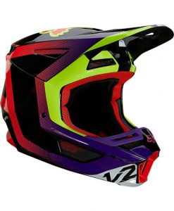 Casco Motocross Fox Niño Yth V1 Skew Flo Yellow-allmotors